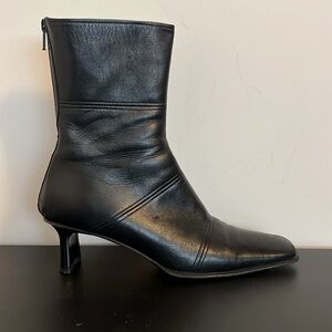 Geofreddo Fantini (Italy) Vintage Leather Mid-Calf Zip-Up Boots with Shiny Heel